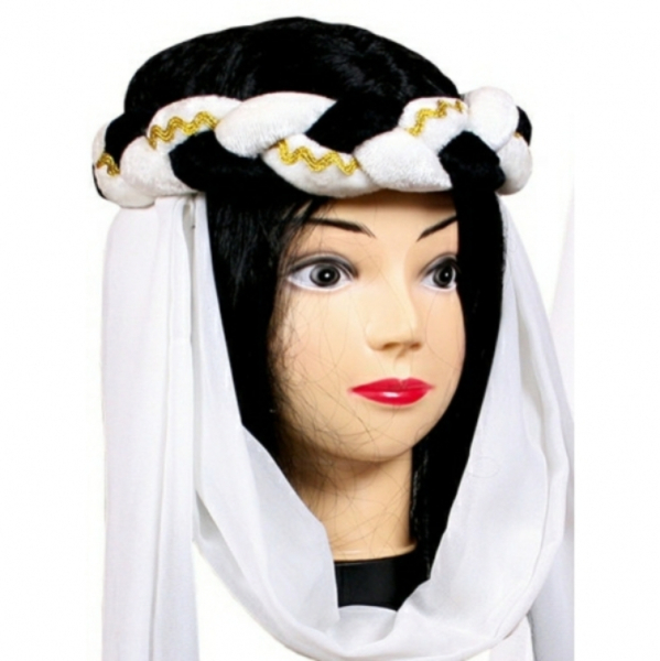 Burgfräuleinband geflochten - schwarz/weiß